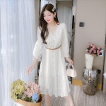 레이스 미디 원피스 롱 봄 서양식 스커트 : 보스톤언니