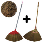 PP손잡이 대나무손잡이 갈대비 세트 (미용실 애견샵전용 청소 빗자루) : 크린월드