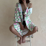 [비치웨어] 여성 롱 로브 하트 그린 타월 로브 마이크로화이버 : 스윙앤슬라이드