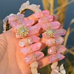 티아라 왕관 브라이덜샤워 웨딩 헤어밴드 결혼식 태양 석영 머리띠 축제 위카 선물 신부 : 라포제샵