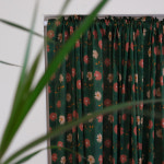 고요하우스 클로바 초록커튼 꽃무늬 빈티지커튼 : 고요하우스