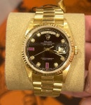 [정품] ROLEX 롤렉스 데이데이트 36mm 옐로골드 18k 금통 18238 블랙 다이얼 핑크 바게트/다이아몬드 : 압구정워치