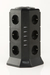 텔로 usb 디자인 타워 멀티탭 17구 블랙 2M 캠핑 안전 멀티 콘센트 예쁜 컬러 어댑터 : 모닝아트