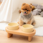 펫트리움 뇸뇸 2구 펫테이블 보울 도자기 강아지 고양이 식기 물그릇 : PETRIUM