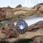 블루 문스톤 & 마카사이트 디테일 영롱 광학 볼드 원석반지 실버925 천연석 은반지 : 뮤트주얼리