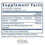 미국 Vital 베타인 HCl 1040mg 펩신 42mg 용담 뿌리 225 캡슐 : 양코코리아