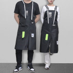 미용실 미용사 앞치마 힙한 예쁜 앞치마 카페 애견 미용 바리스타 네일샵 블랙 무지 앞치마 : 라즈니