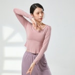밸리댄스복 라인댄스복 현대 댄스 블랙 V 넥 머신 긴 소매 반 톱 여성용 클래식 운동복 재즈 피트니스 스포츠 요가 슈트 : 해브올스토어