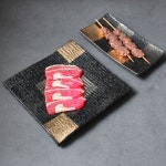 일식 골드 실버 빈티지 사각 직사각 접시 도자기 회 초밥 접시 : 밀리 상점