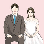 라인드로잉 일러스트 청첩장 감성웨딩 그림 드로잉 기념일 선물 캐리커쳐 : 굿토퍼