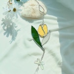 한송이 튤립 썬캐쳐 스테인드글라스 썬캐쳐 모빌 도어벨 인테리어소품, 아트브리즈 : artbreeze shop