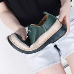 [G1879] 여성 천연 소가죽 민자 데일리 통굽 스니커즈 : 새로이클라쓰