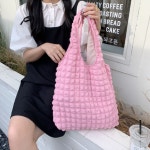 가벼운 무지 엠보 토트백 데일리 손목 천 가방 여자 보부상 구름 퀼팅백 여성 에코 숄더백 : 제노아몰