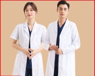 한의원 옷 수술복 간호조무사 병원 가운 코스프레 여름 실험실 코트 흰색 사 미용실 간호사 료 긴팔 반팔 남성과 여성위한 얇은 보호 복 : Medrar