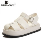 여성 샌들 여름 신발 DRKANOL 여성용 플랫 플랫폼 로만 버클 스트랩 두꺼운 바닥 대학생 스타일 캐주얼 23 H3678 : 80 뮤지