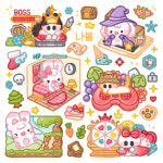 게임 속 토토와 냥이들 인쇄스티커 : 나봄 상점