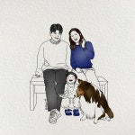 라인드로잉 일러스트 캐리커쳐 결혼 청첩장 프로필 배경화면 그림선물 : 드로우모먼트