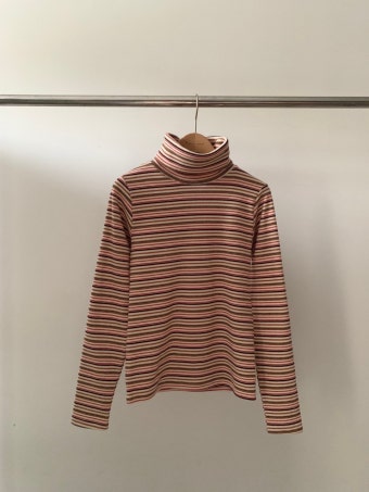 아미먼트 톰 보이 폴라 티셔츠 빈티지 스트라이프 기모 유니크 프렌치 긴팔 t : 나우 어 데이즈