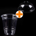 [세트]PET 92파이 390ml(14온스) 투명컵 100개+돔뚜껑 100개 SET : 디에스올마트