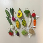 [키치상점] 양모 과일 야채 땅콩 수박 참외 호박 사과 감자 망고 레몬 마늘 레몬 키링 : 키치 상점