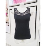 비비안 (수비비안)캡브라런닝 인견+에어로쿨 어깨 시스루 플라워 레이스 블랙 G3075 : 수비비안 NC해운대점