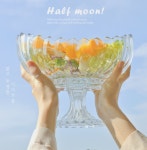 하프문 디저트볼 유리 빙수그릇 타원형 반달꼴 샐러드볼 세련된 디자인 과일그릇 : 라호야