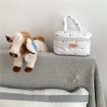 Hyhexyr 웨이브 포인트 메이크업 파우치 코튼 나일론 플랩 화장품 가방 여행용 대용량 브러시 보관 : 더블유컴퍼니N