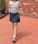 [26-34size/뒷밴딩]마 데님 빅사이즈 미니 스커트 : 빅셀럽