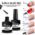 5 In 1 네일 아트 다기능 접착제 기본 코트 강화 실러 확장 스티커 드릴 투명 UV LED : 에이치글로벌1