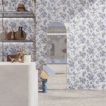 월플랜 만능풀바른벽지 합지 W7H1099-3 피오니가든 인디고 : 월플랜