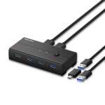 베이직기어 USB KVM 스위치 선택기 4포트 PC 2대 키보드 마우스 연결 : 베이직기어