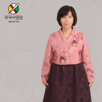부국사임당 여성생활한복 면자가드 누비 꽃자수저고리 원피스세트(목도리포함) : 부국사임당