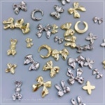 네일파츠 네일아트 큐빅 스톤 셀프네일 합금 보석 매니큐어 넥타이 네일 리본 나비 질감 : 다파라다이쏘