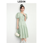 라쿠초 빅A 플리츠 퍼프 원피스 년 여름  여성복 프렌치 우아한 리본 기질 롱스커트 : modunall