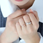 14K 18K 1부 다이아 콰트로 커플링 커플 밴드 반지 : 금당 쥬얼리