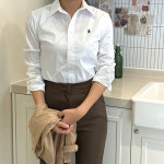 폴로 랄프로렌 여성 클래식핏 포플린 셔츠 (화이트/네이비) : 동부산아울렛명품관
