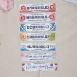 미니 현수막토퍼 환갑 축하 플랜카드 레드 종이제작 나무막대 : 히어 앤 나우