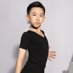 남자 댄스복 상의 셔츠 라틴 살사 스포츠 무대 탑스 남성 밸리 디자 댄스 소매 탱고 짧은 : 다모아 106