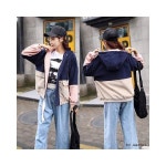 배색 코듀로이 후드집업 남여공용 가을아우터 벨벳 후드 : 아이소피잡화점