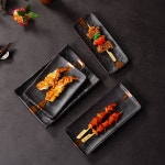 일식 야키토리 꼬치 구이판 도자기 식기 초밥 탕수육 접시 빈티지 직사각 회 반찬 그릇 : 밀리 상점