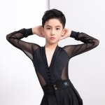 연습복 옷 어린이 V 메쉬 아동 소년 셔츠 키즈 2022 슬리브 공연복 댄스 라틴 넥 : ANNA1호점