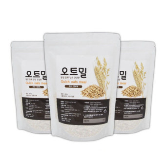퀵오트 압착 캐나다 퀵 오트밀 시리얼 납작 눌린 귀리 100% 3봉지 : 몸맘건강