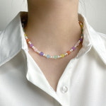 4mm 천연 담수 진주 멀티 컬러 목걸이 못난이 물진주 초커 487 : SUNNY FRIEND