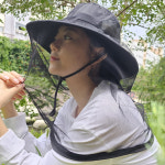 날파리 방충망 양봉 방충 모자 모기퇴치 해충 낚시 등산 벌초 캠핑 벌레 차단 모자 : 홍탑