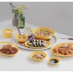 국산 분식집그릇 떡볶이접시 점박이 포장마차 옛날 김밥 먹방앞접시 분식 튀김 타원형 레트로 : 핑크 공장