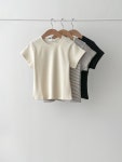 OUNCE 온스 로에 골지 티셔츠 코튼 반팔 라운드 데일리 t : 나우 어 데이즈