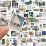 다꾸 스티커 세트 영자신문 잡지 포스터 감성 스크랩 방수 리무버블 52매 : 썬SUN