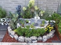 돌수반 중형 수경정원 꾸미기 수반연못 베란다 테라스 조경인테리어 힐링가든 홈가드닝 : 꼬모가든