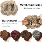 부분가발 HAIRRO 곱슬 머리 연장 합성 헤어 조각 큰 빗 클립 Chignon Updo 커버 피스 번 : 카멜리야