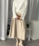 [3color] 밤비 가을 플레어 핀턱 맞주름 치마 롱스커트 하객룩 데이트룩 면치마 : 라모드앤제이